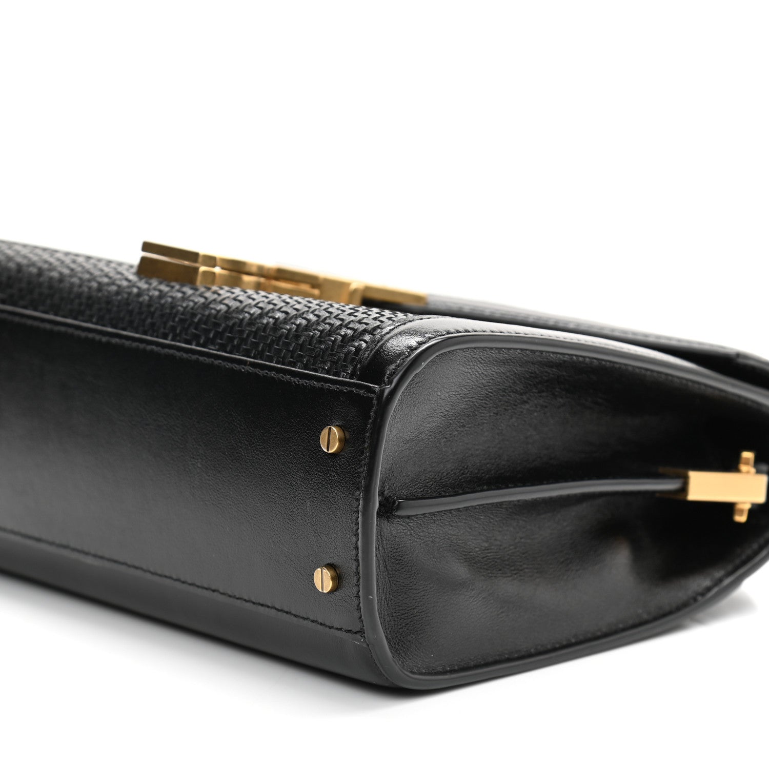 Saint Laurent Calfksin Woven Mini Classic Monogram Cassandra Top Handle Black 9 of 9