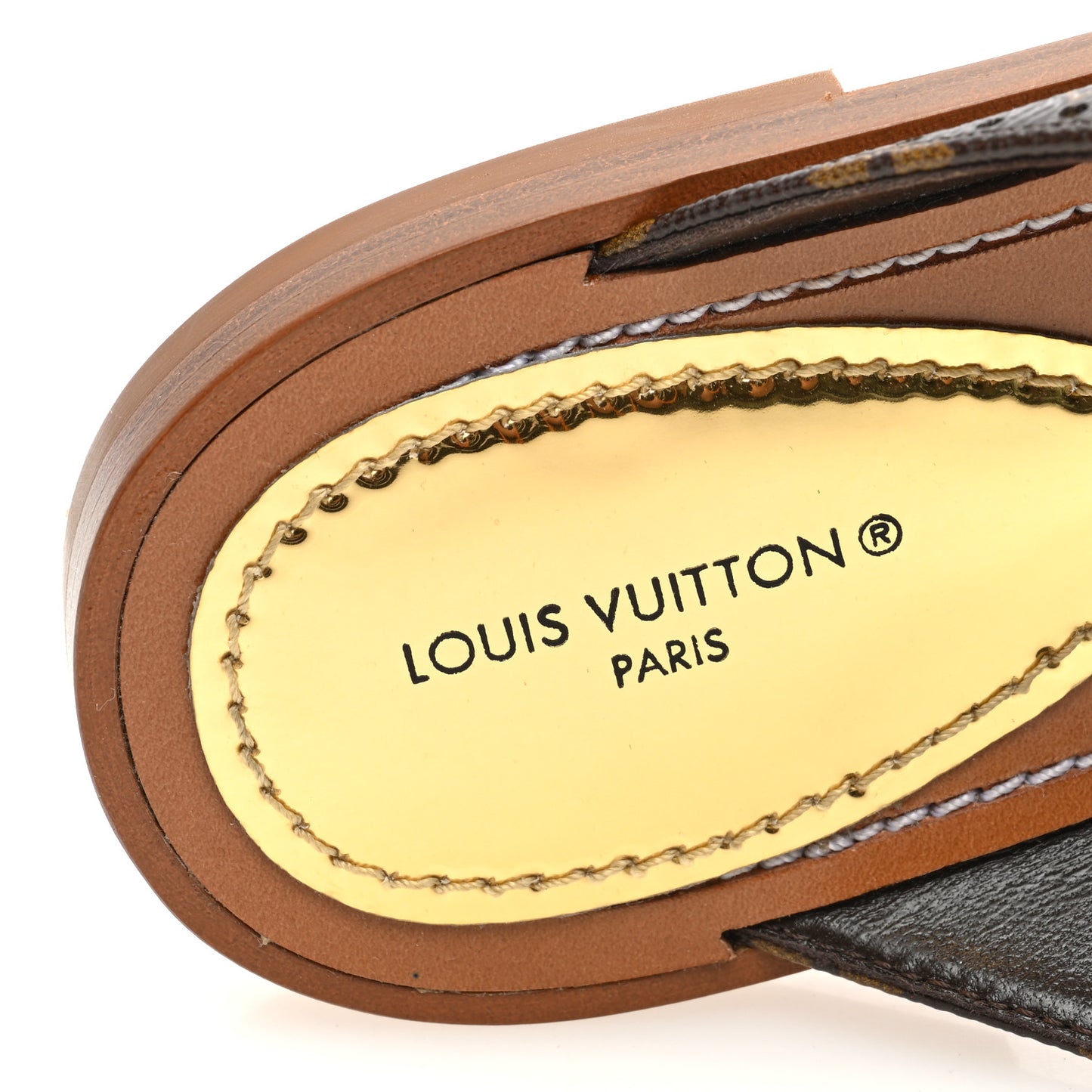 Monogram Sunny Flat Thong Sandals 37 Brown