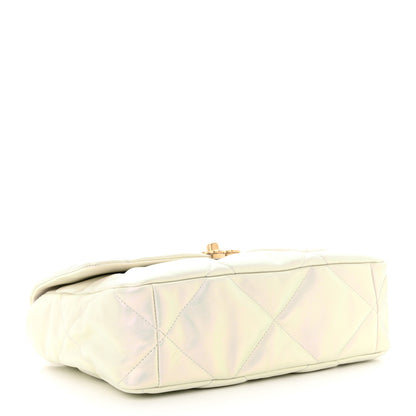 Chanel Iridescent Calfskin Quilted Large Chanel 19 Flap White 4 of 11