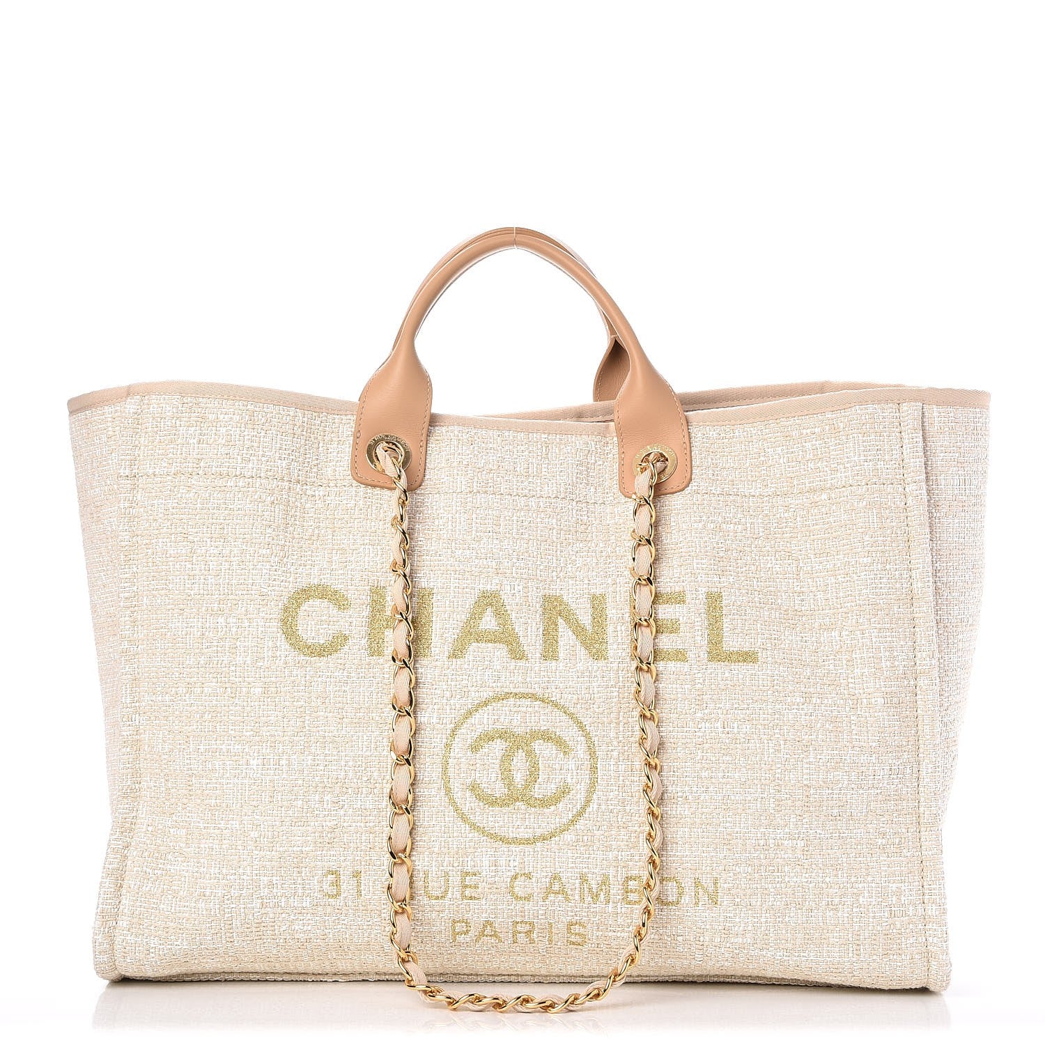 Chanel Canvas Large Deauville Tote Light Beige 1 of 8