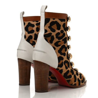 Christian Louboutin Calf Hair Leopard Print Who Dances 85 Ankle Boots 37.5 Gold Fauve 4 of 12