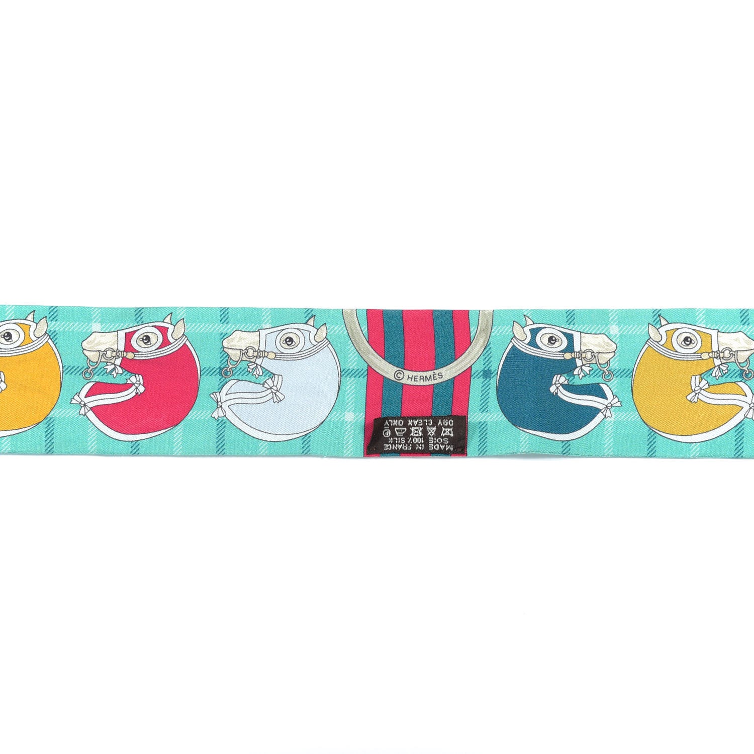 Hermes Silk Tatersale Twilly Canard Menthol Curry 3 of 5