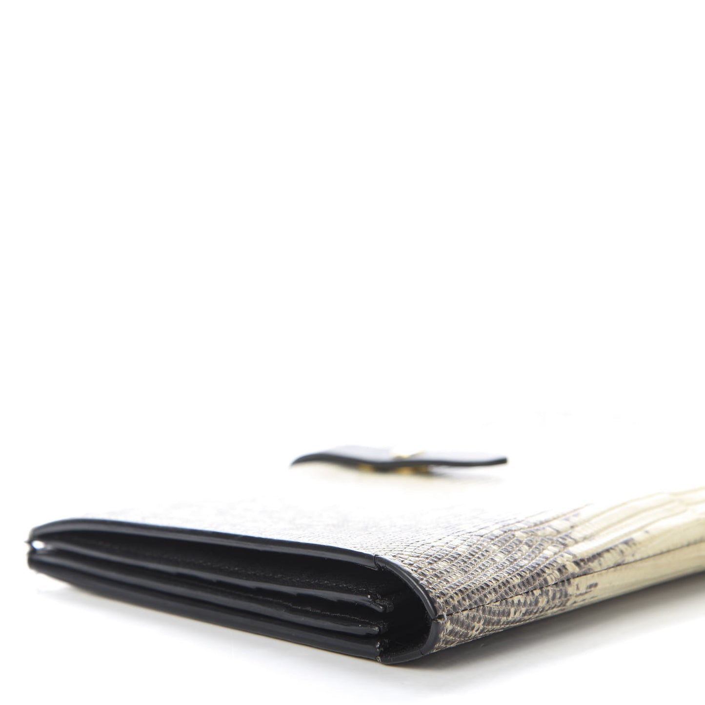 Lizard Calfskin Large Multifunction Strap Wallet Natural
