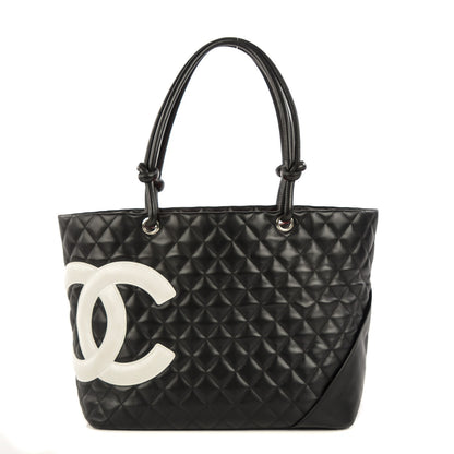 Chanel Calfskin Quilted Large Cambon Tote Black White 1 of 7