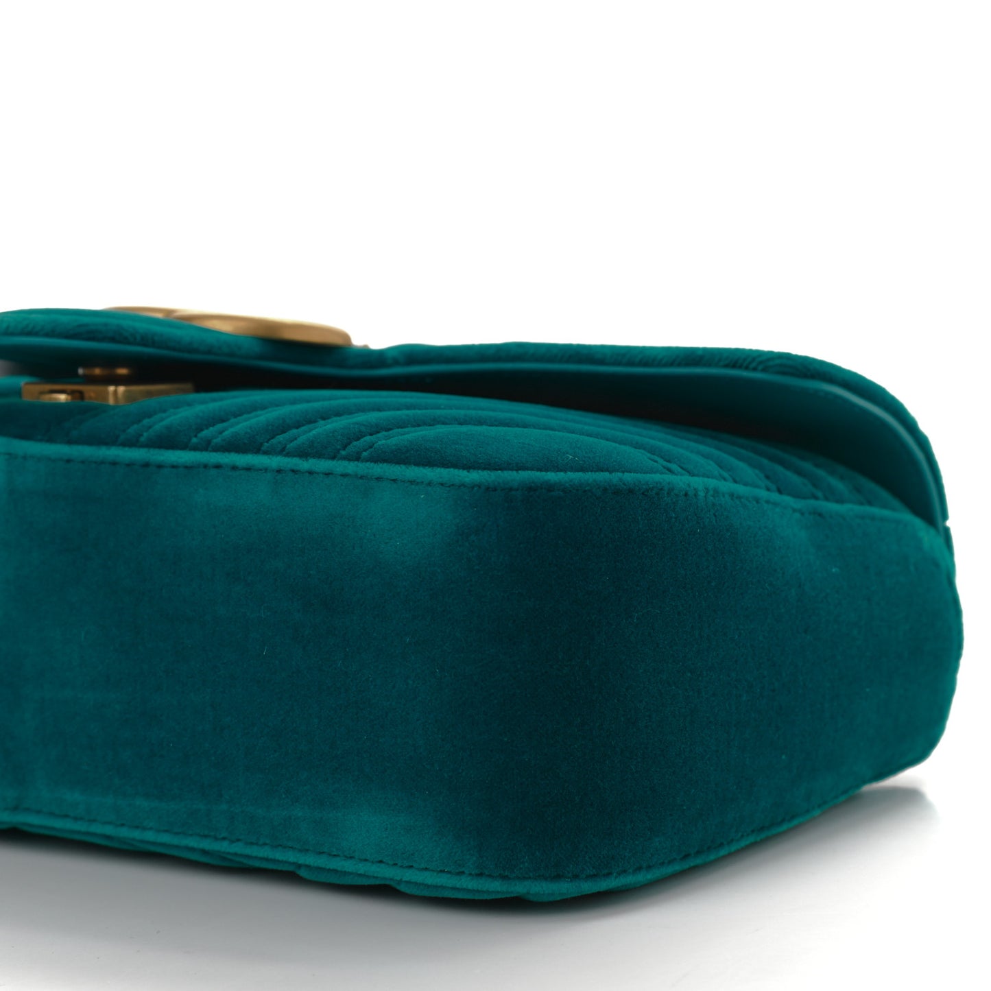 Velvet Matelasse Small GG Marmont Shoulder Bag Pavone Cyan