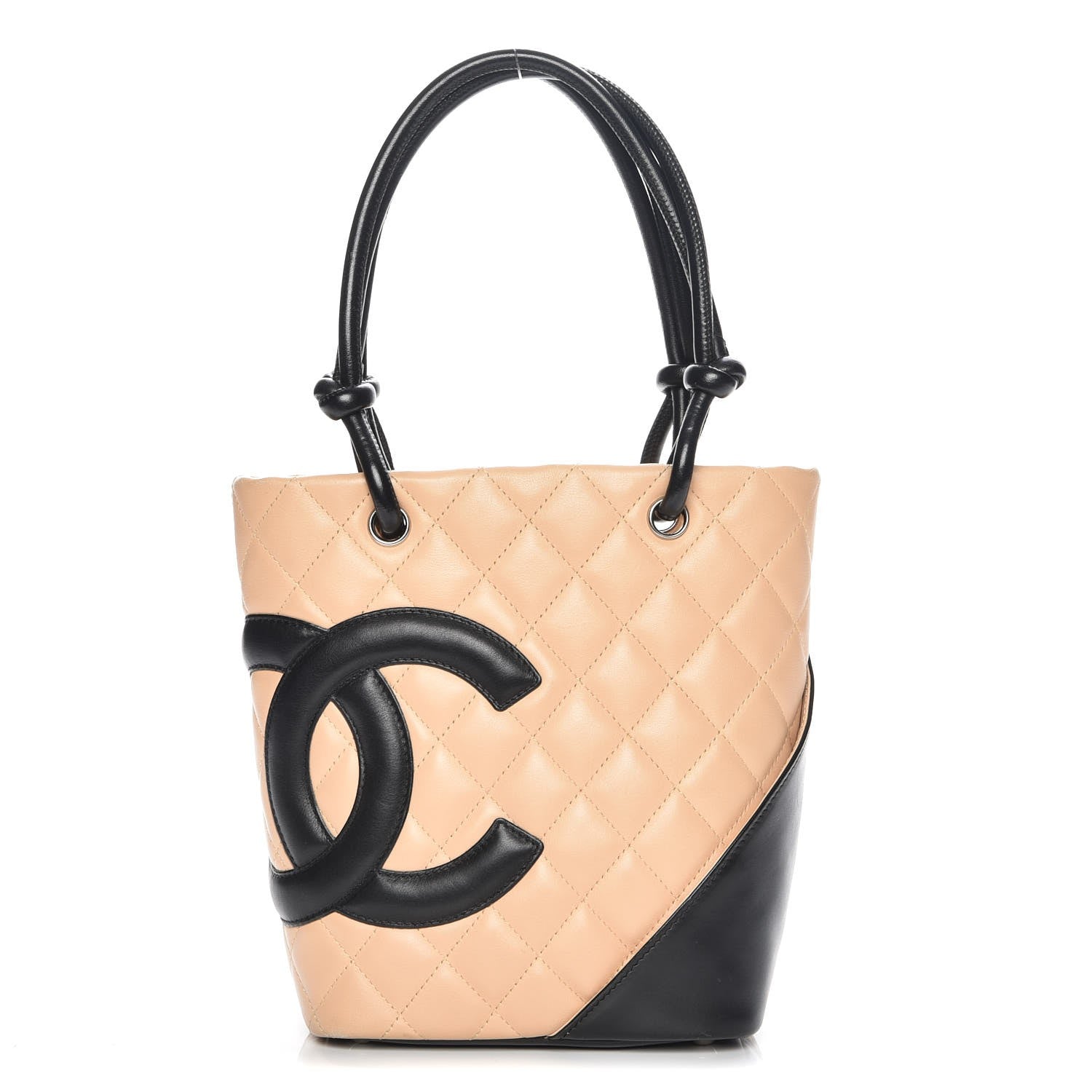 Chanel Calfskin Quilted Small Cambon Tote Beige Black 1 of 8