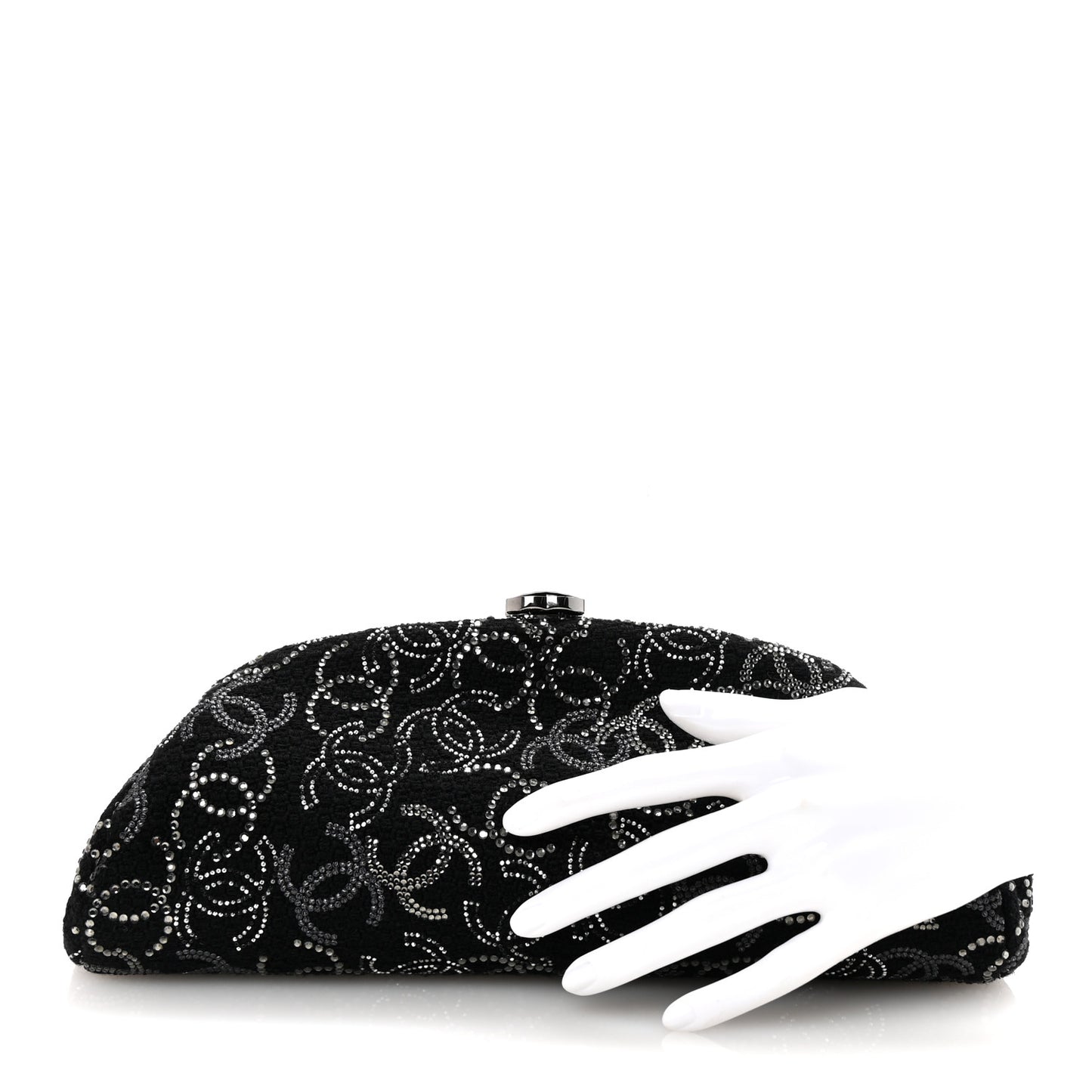 Tweed Strass Pudong Clutch Black
