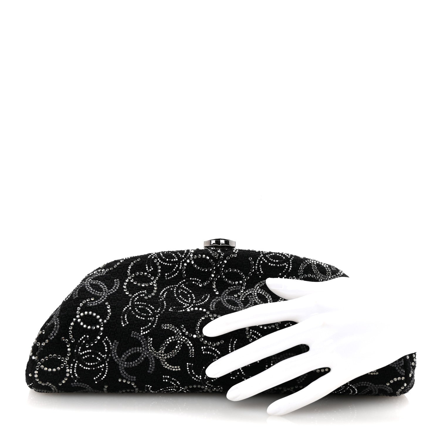 Chanel Tweed Strass Pudong Clutch Black 2 of 8