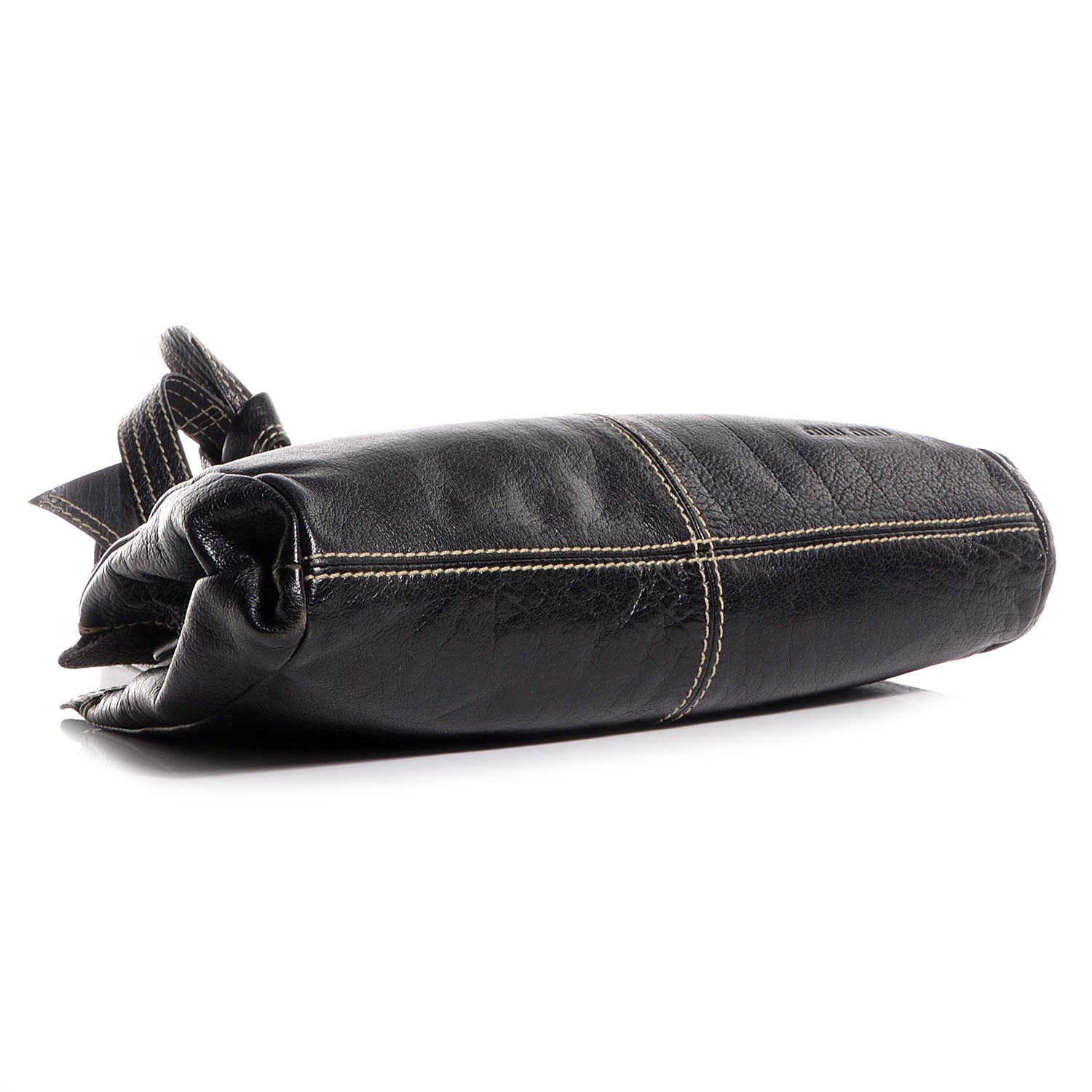 Miu Miu Buffalo Leather Tote Nero Black 4 of 7