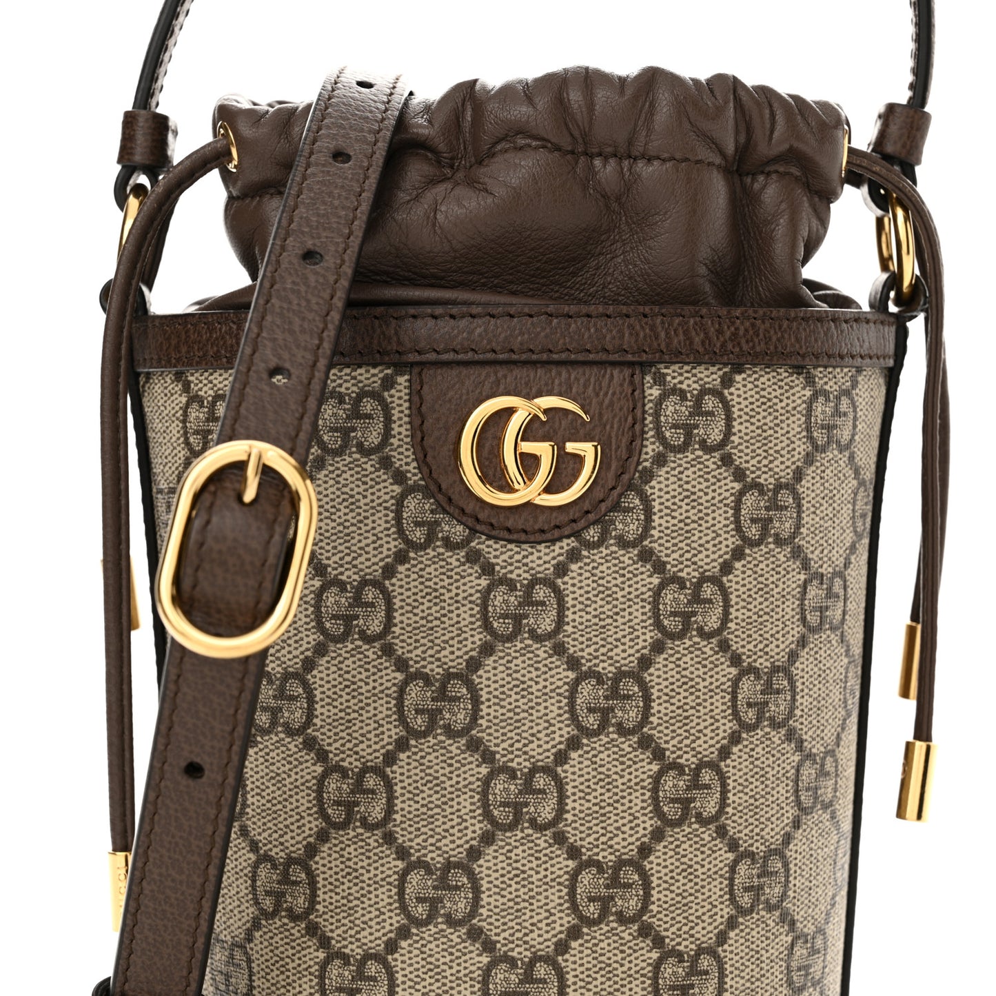 GG Supreme Monogram Ophidia Mini Bucket Bag Beige Ebony