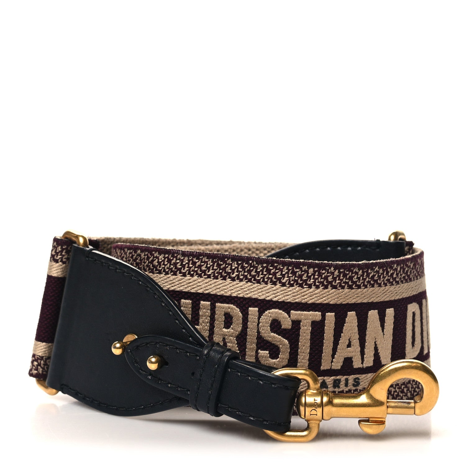 Christian Dior Canvas Embroidered Shoulder Strap Burgundy 1 of 4
