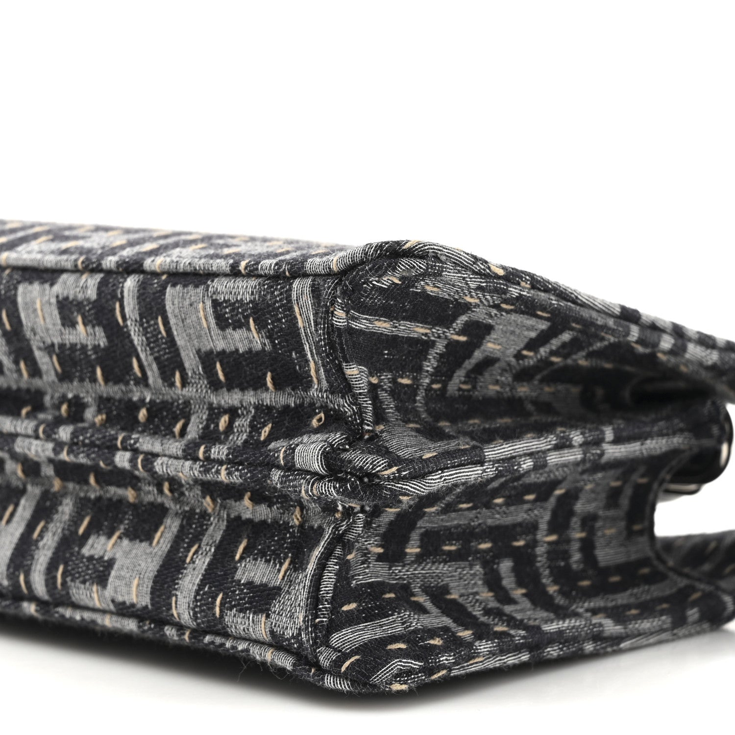 Fendi Chenille Vitello Seta FF Peekaboo I See U X Cross Satchel Blue Notte 10 of 11