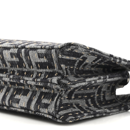 Fendi Chenille Vitello Seta FF Peekaboo I See U X Cross Satchel Blue Notte 10 of 11