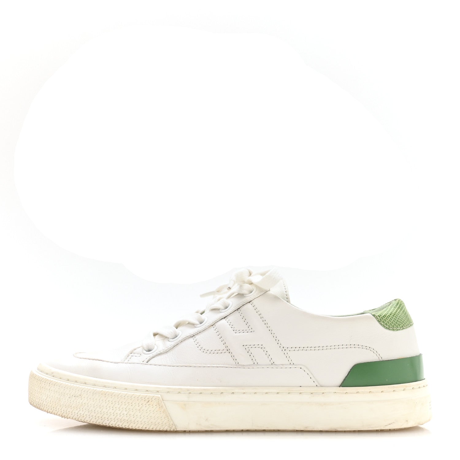 Hermes Crocodile Calfskin Deep Sneakers 37.5 White Vert Jade 1 of 9