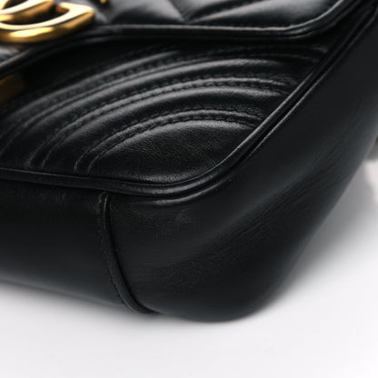 Gucci Calfskin Matelasse Mini GG Marmont Shoulder Bag Black 11 of 17