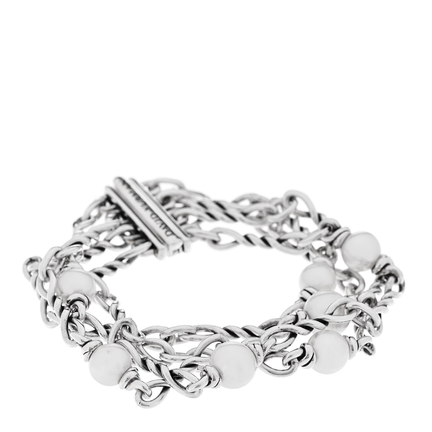 David Yurman Sterling Silver Pearl Continuance Four-Row Chain Bracelet 1 of 5