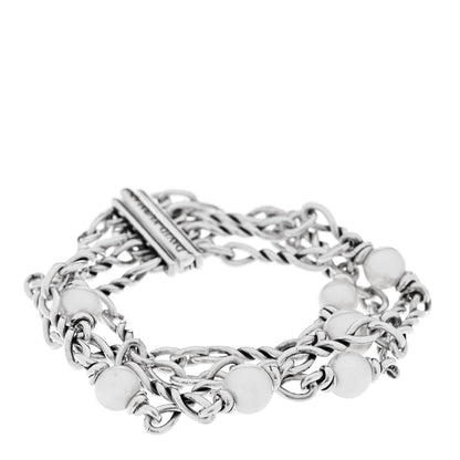 David Yurman Sterling Silver Pearl Continuance Four-Row Chain Bracelet 1 of 5