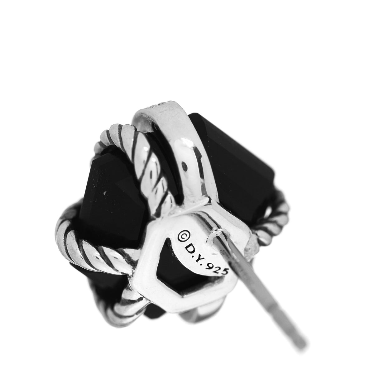 Sterling Silver Diamond Black Onyx 11mm Cable Wrap Earrings