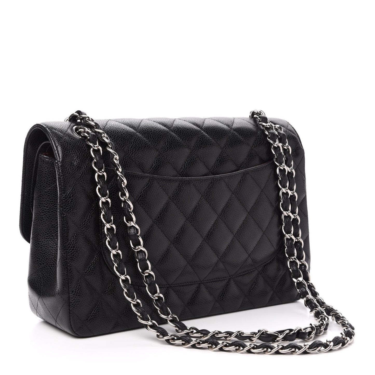 Caviar Quilted Jumbo Double Flap Black