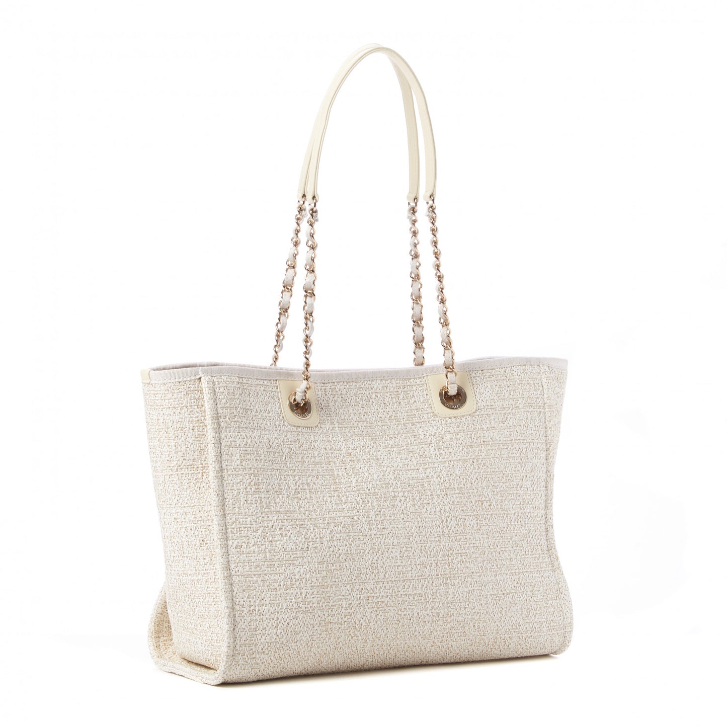 Lurex Boucle Small Deauville Tote Ivory
