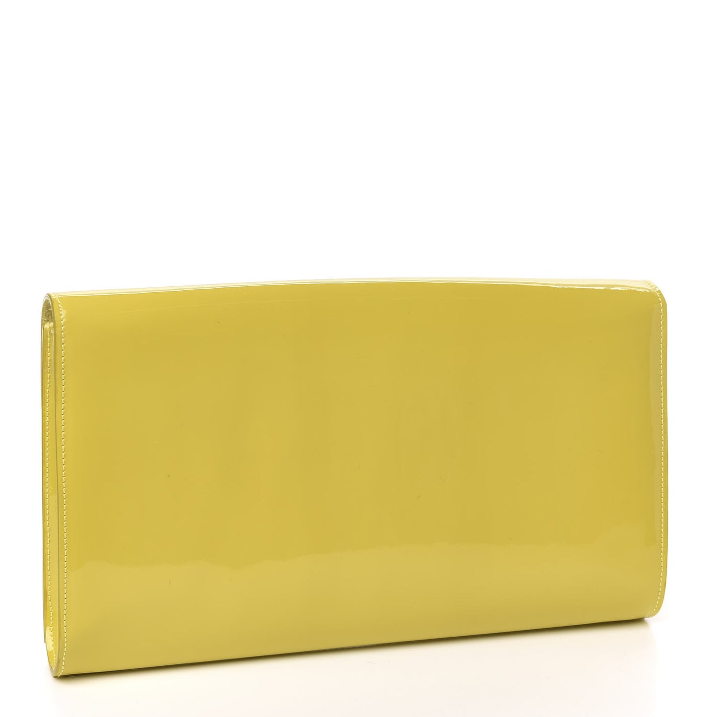 Patent Calfskin Monogram Large Belle De Jour Clutch Yellow