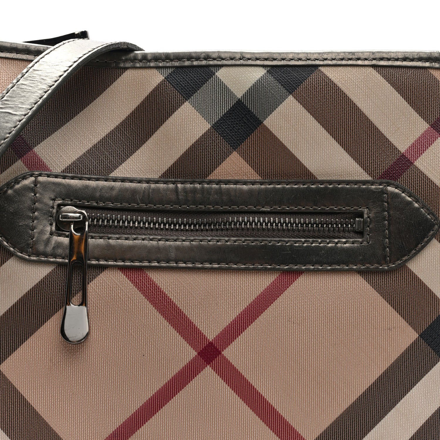 Burberry Patent Nova Check Dryden Crossbody Bag Pewter 7 of 8