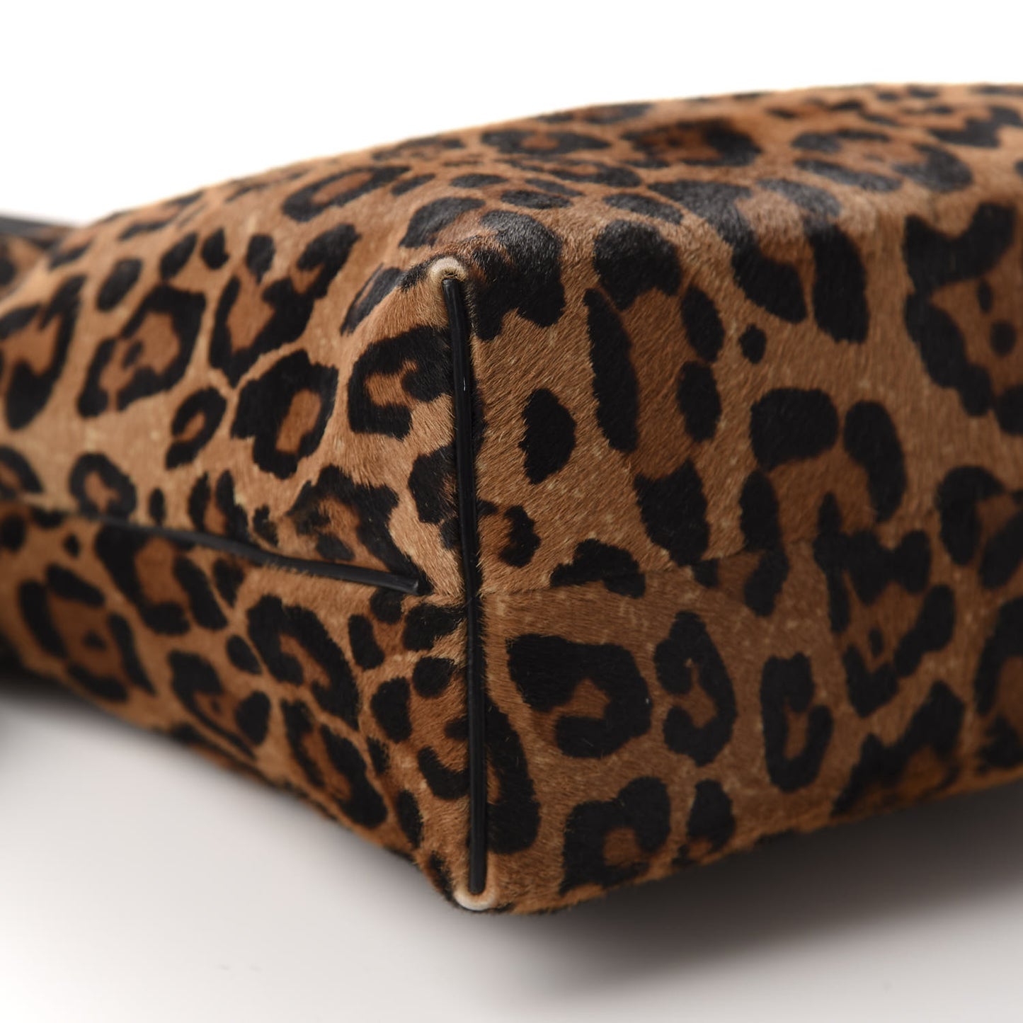 Calfskin Pony Hair Leopard Print Flamenco Knot Bag Black