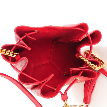 Saint Laurent Calfskin Star Studded Small Monogram Bucket Bag Red 5 of 7