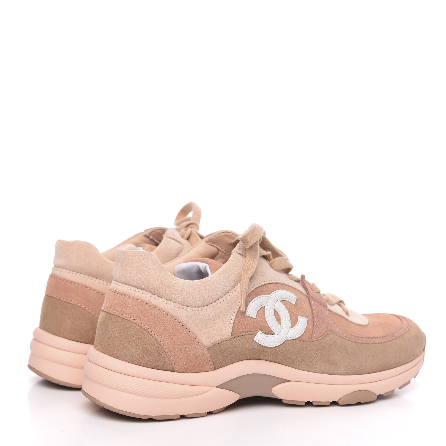 Chanel Nylon Lambskin Suede Calfskin CC Sneakers 39.5 Pink 4 of 8