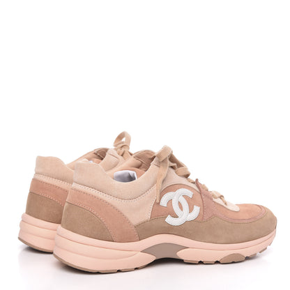 Chanel Nylon Lambskin Suede Calfskin CC Sneakers 39.5 Pink 4 of 8