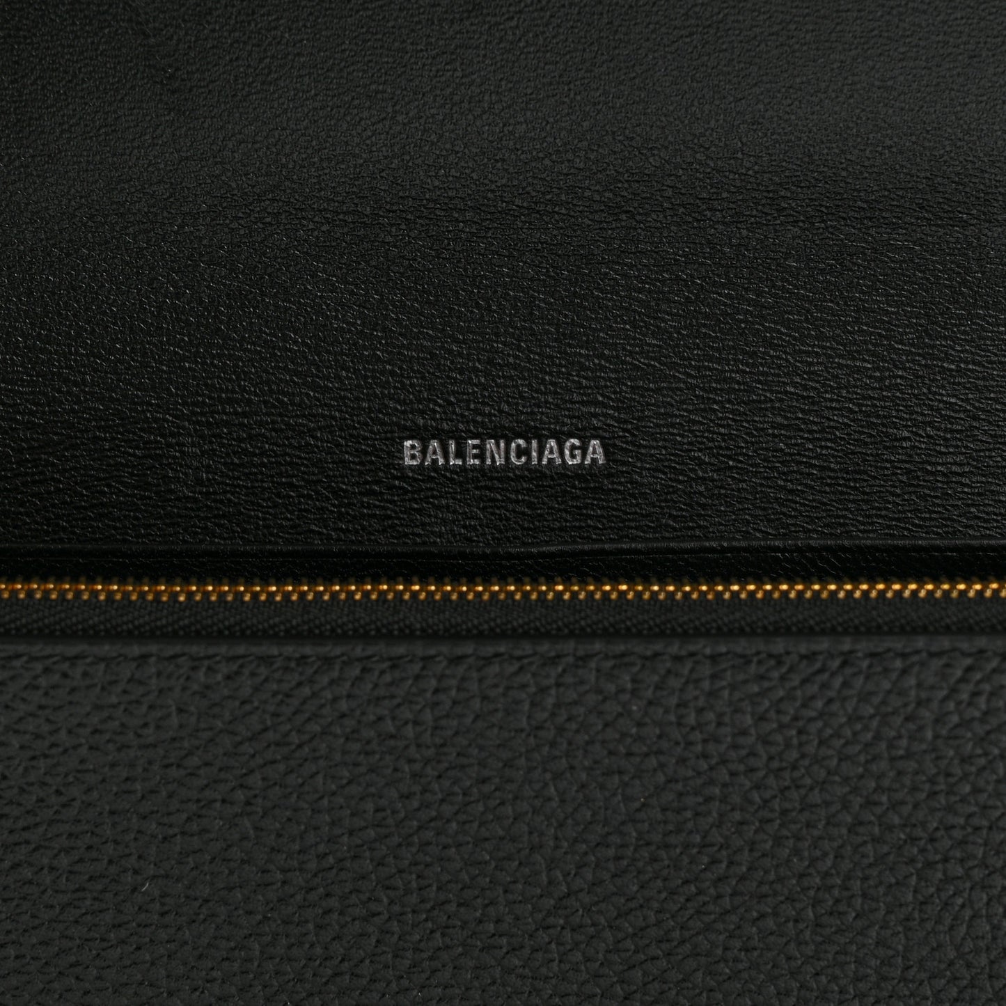 Grained Calfskin Logo Cash Thin Money Wallet Black White