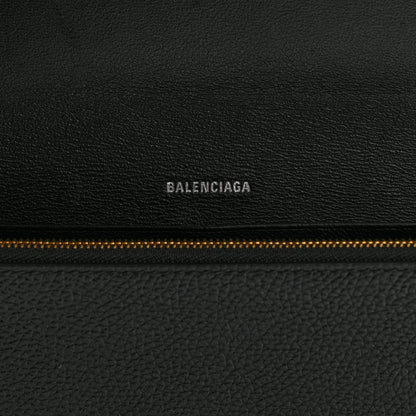 Balenciaga Grained Calfskin Logo Cash Thin Money Wallet Black White 7 of 10