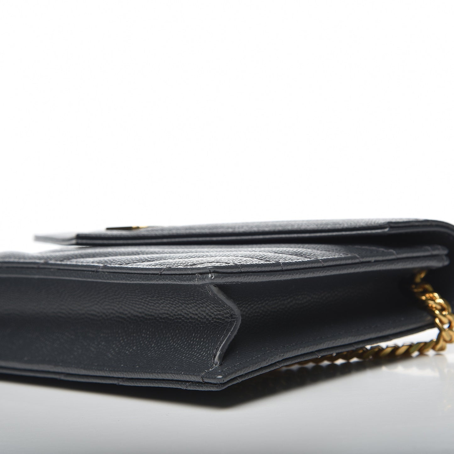 Grain De Poudre Matelasse Chevron Monogram Envelope Chain Wallet Dark Smog