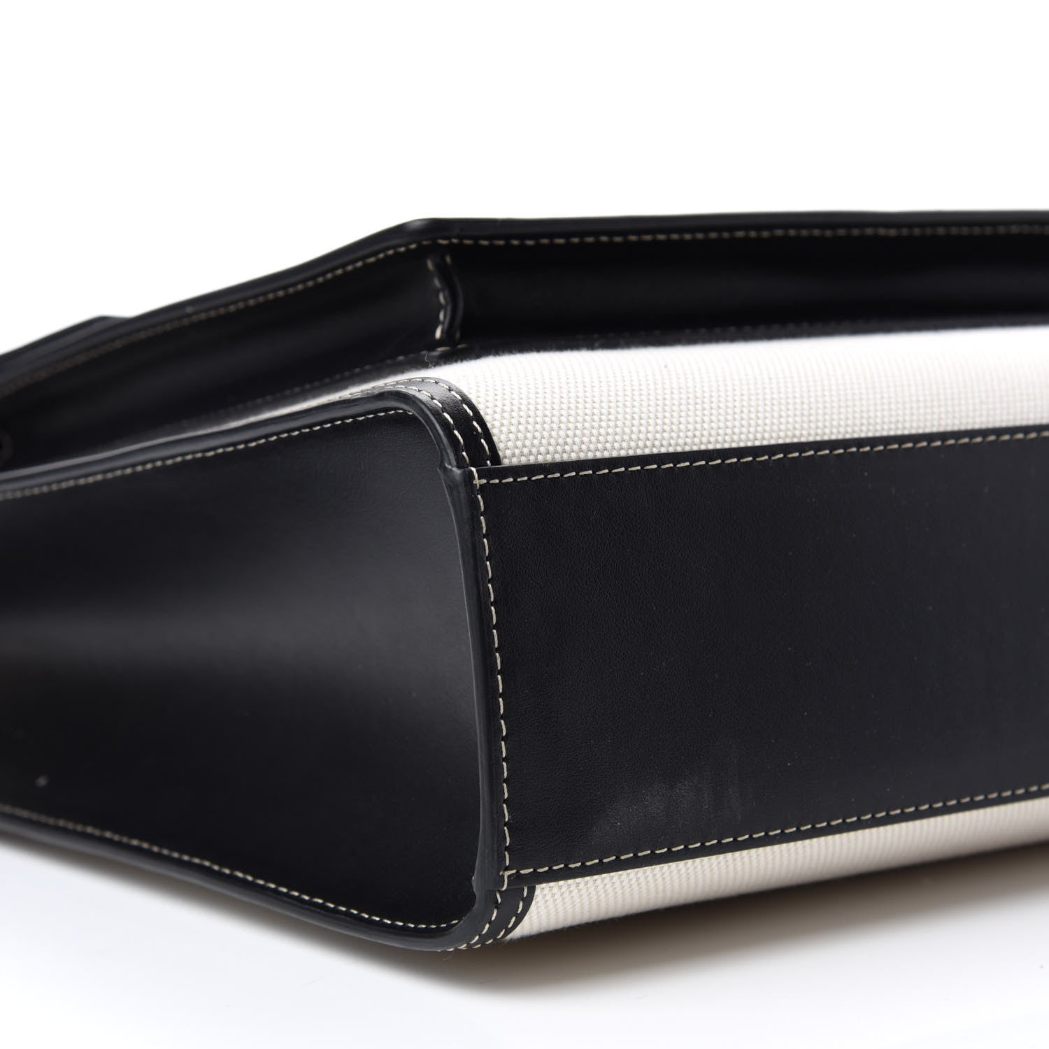 Burberry Canvas Smooth Calfskin Two Tone Medium Pocket Bag Natural Black 6 of 12