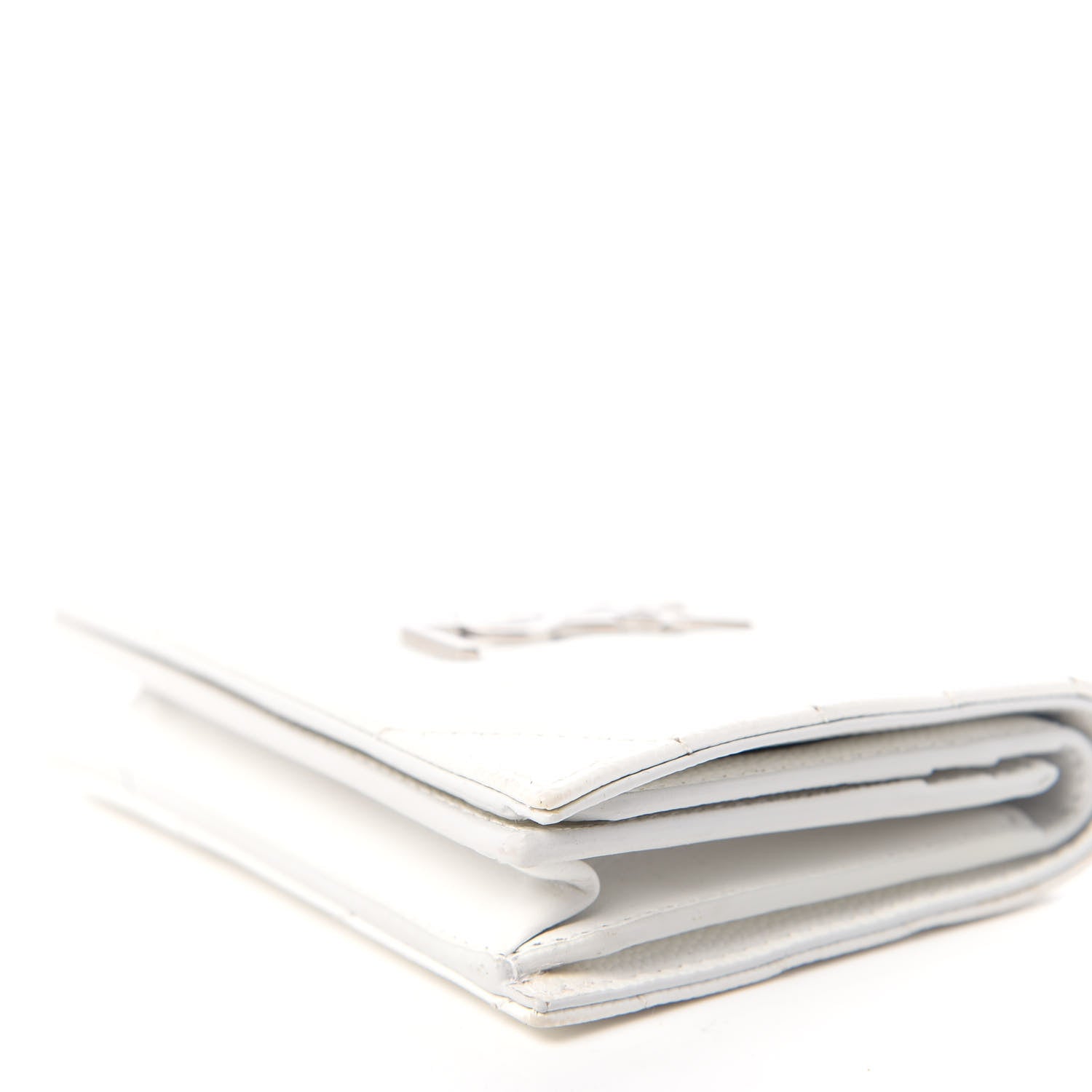 Saint Laurent Grain De Poudre Matelasse Chevron Monogram Card Case Blanc Optique 10 of 10