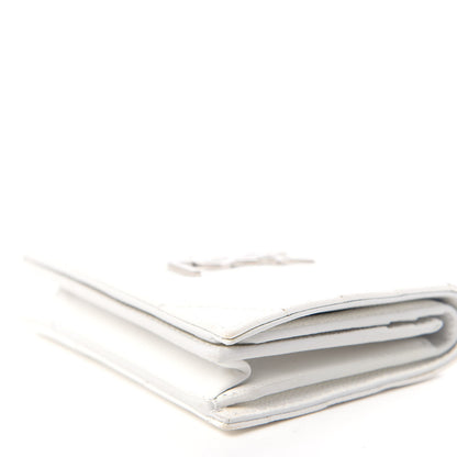 Saint Laurent Grain De Poudre Matelasse Chevron Monogram Card Case Blanc Optique 10 of 10