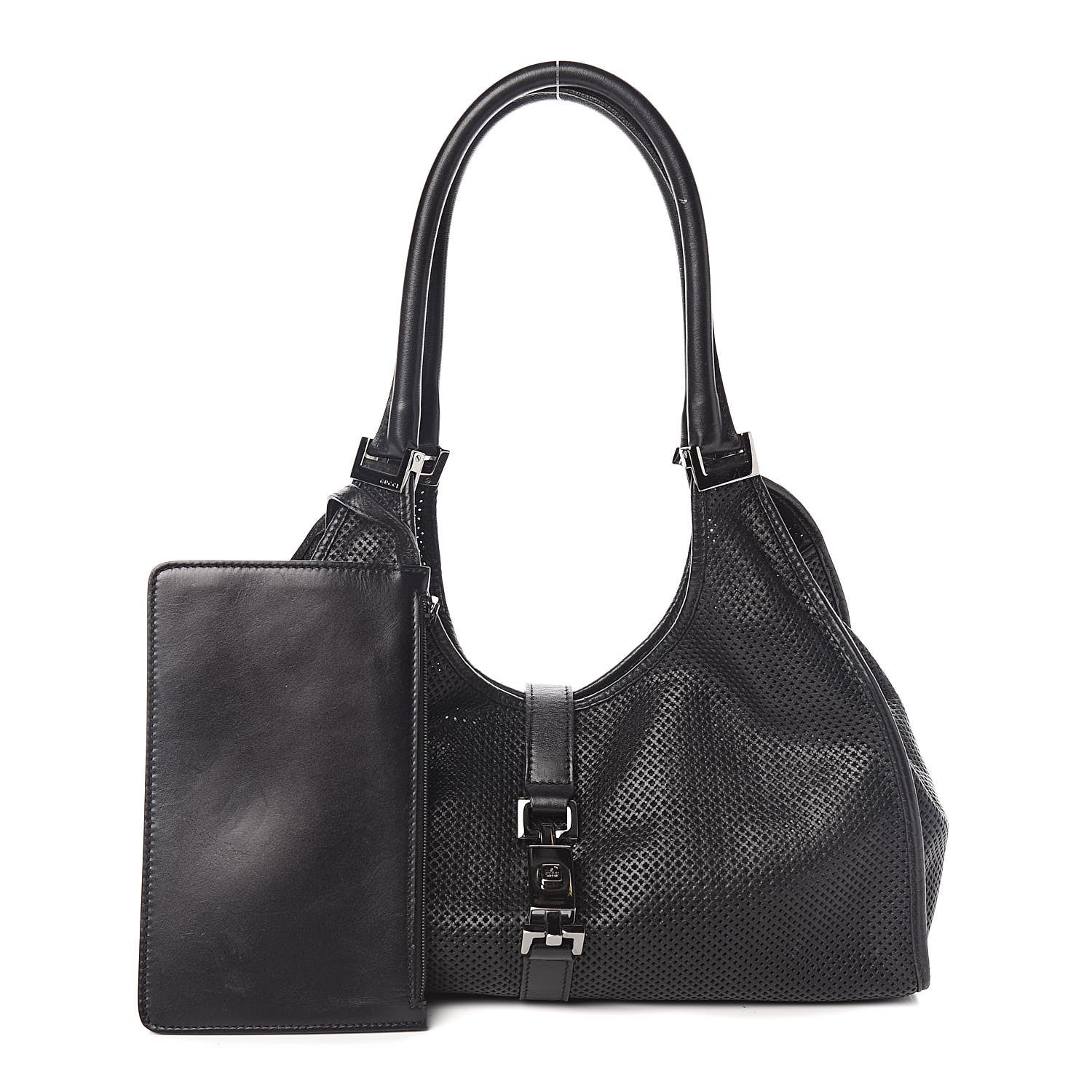Gucci Perforated Calfskin Jackie O Hobo Black 1 of 13
