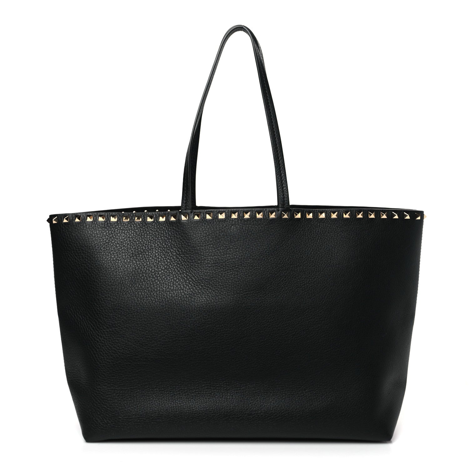 Valentino Garavani Grained Calfskin Rockstud Shoulder Tote Black 1 of 8