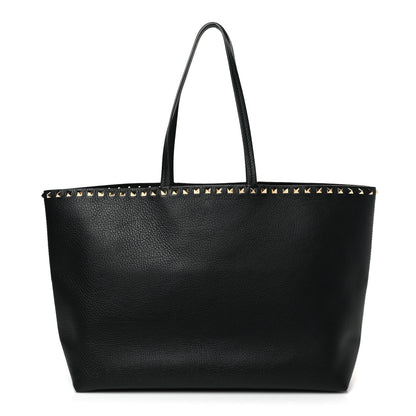 Valentino Garavani Grained Calfskin Rockstud Shoulder Tote Black 1 of 8