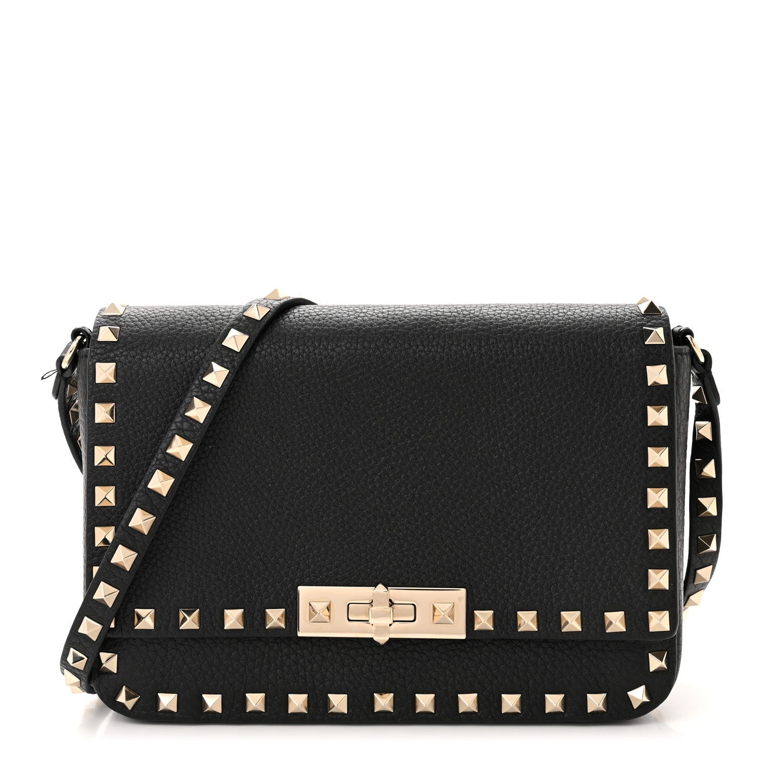 Valentino Garavani Grained Calfskin Rockstud Crossbody Bag Black 1 of 10