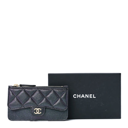 Chanel Iridescent Caviar Quilted Flap Zip Card Holder Black 13 of 13