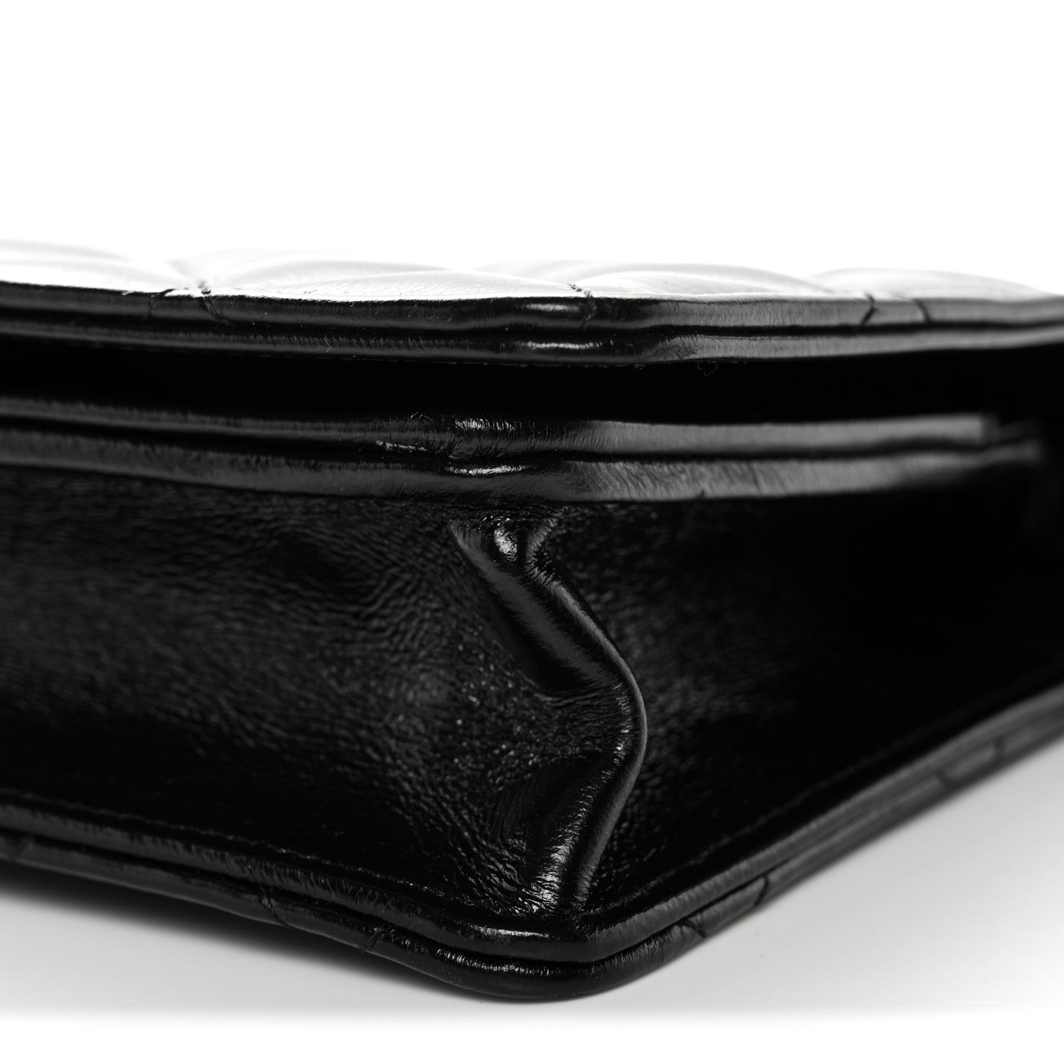 Chanel Shiny Lambskin Flap Clutch With Chain So Black 11 of 11