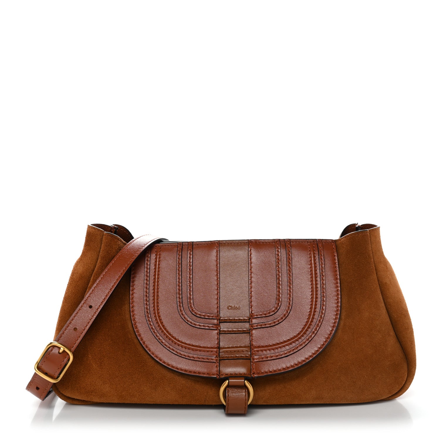 Chloe Shiny Grained Calfskin Small Marcie Clutch Tan 1 of 10