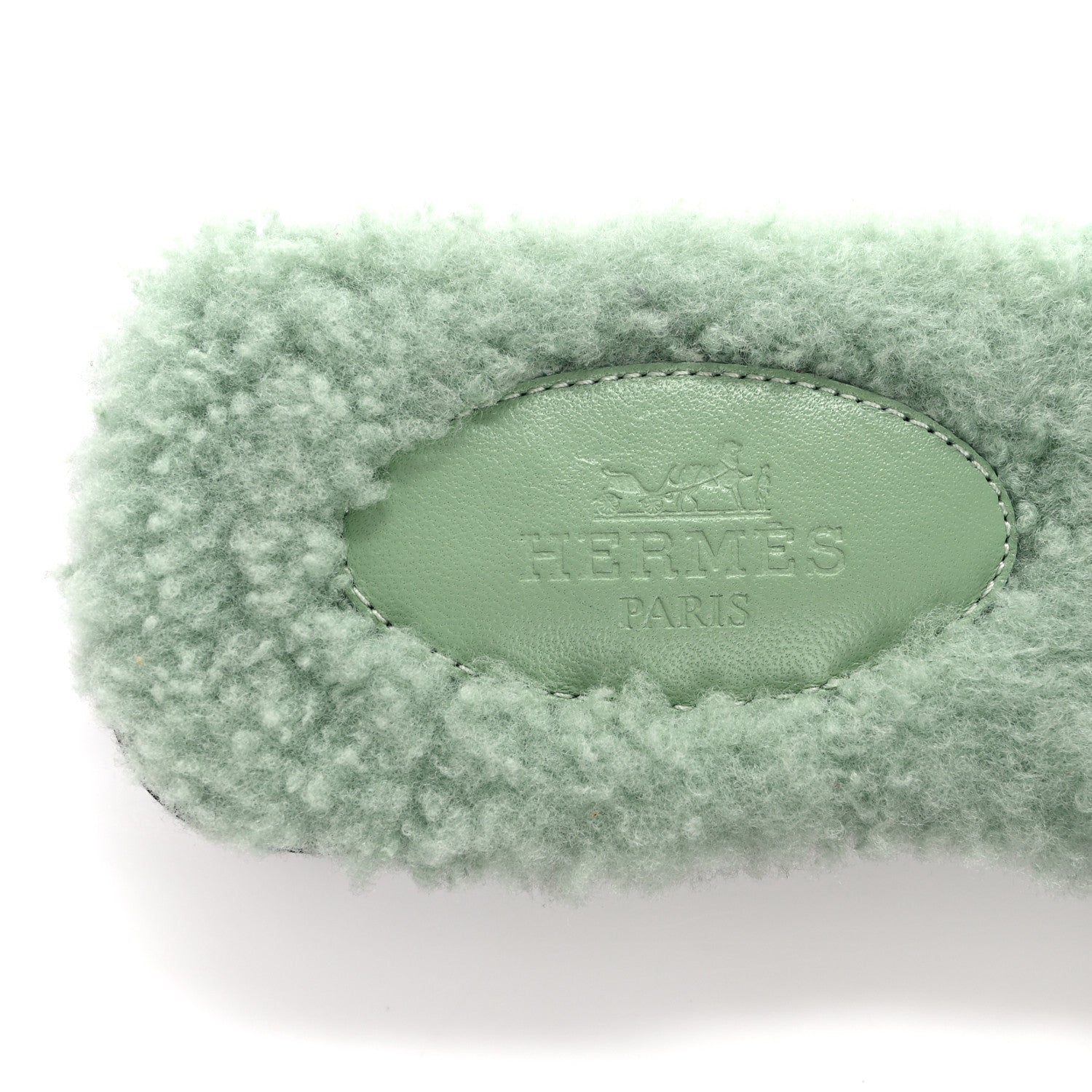 Hermes Woolskin Oran Sandals 35 Vert D’eau 7 of 8