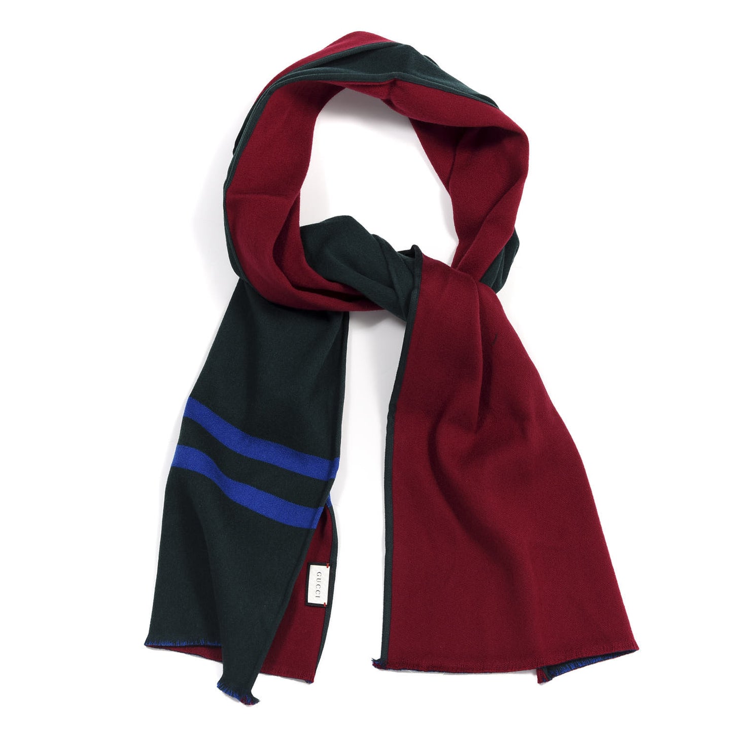 Wool Silk Guccium Scarf Petroleum Blue Bordeaux