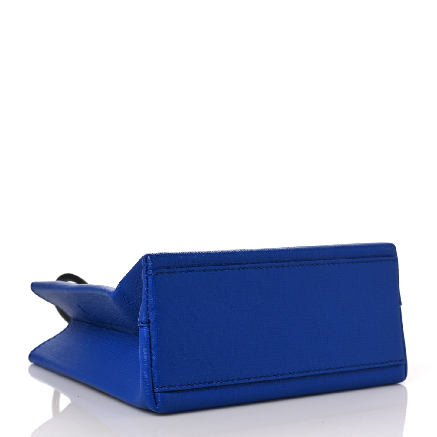 Squared Calfskin Logo Shopping Tote XXS Electric Bleu