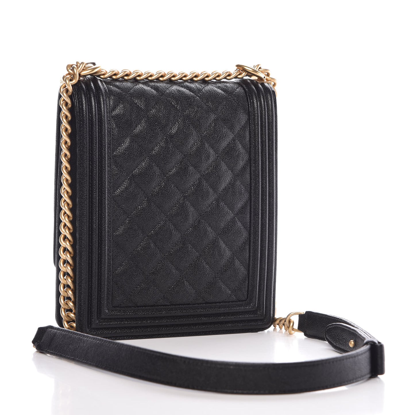 Caviar Quilted North South Boy Flap Black