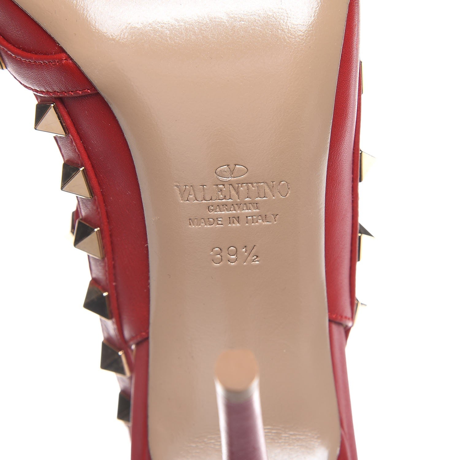Valentino Garavani Nappa Rockstud Ankle Strap Pumps 39.5 Red 8 of 10
