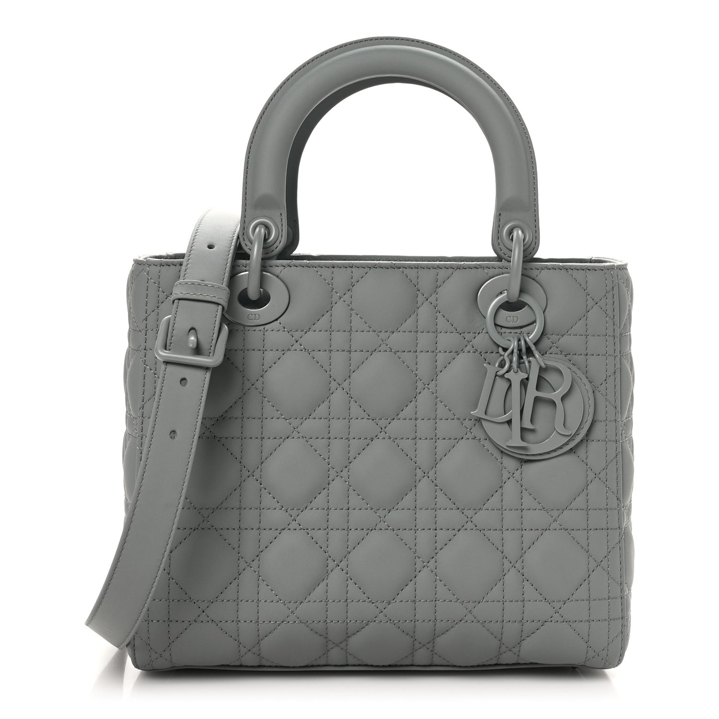 Ultra Matte Calfskin Cannage Medium Lady Dior Grey Stone