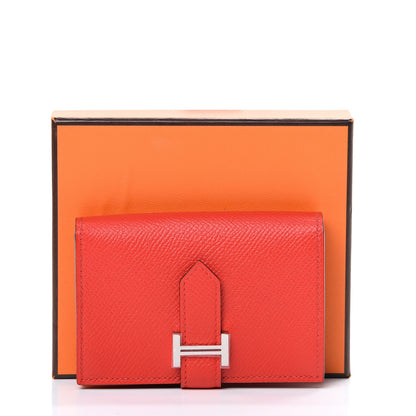Hermes Epsom Bearn Card Holder Wallet Rouge de Coeur 7 of 7